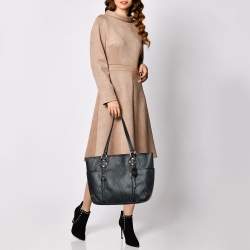 Pre Owned Aigner Black/Grey Signature Coated Canvas And Leather Tote