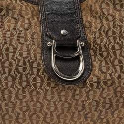 Pre Owned Aigner Beige/Brown Signature Canvas And Leather Hobo