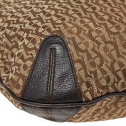 Pre Owned Aigner Beige/Brown Signature Canvas And Leather Hobo