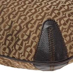 Pre Owned Aigner Beige/Brown Signature Canvas And Leather Hobo
