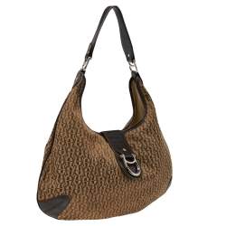Pre Owned Aigner Beige/Brown Signature Canvas And Leather Hobo