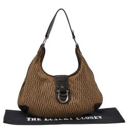 Pre Owned Aigner Beige/Brown Signature Canvas And Leather Hobo