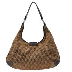 Pre Owned Aigner Beige/Brown Signature Canvas And Leather Hobo