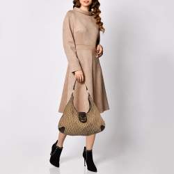 Pre Owned Aigner Beige/Brown Signature Canvas And Leather Hobo