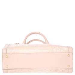 Pre Owned Aigner Pale Pink Crocodile Embossed Leather Cavallina Tote
