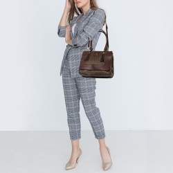 Pre Owned  Aigner Brown Signature  Coated Canvas and Leather Tassel Satchel