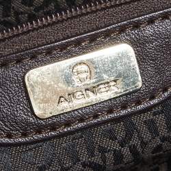Pre Owned  Aigner Brown Signature  Coated Canvas and Leather Tassel Satchel