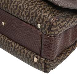 Pre Owned  Aigner Brown Signature  Coated Canvas and Leather Tassel Satchel