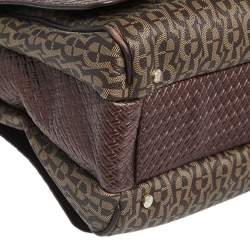 Pre Owned  Aigner Brown Signature  Coated Canvas and Leather Tassel Satchel