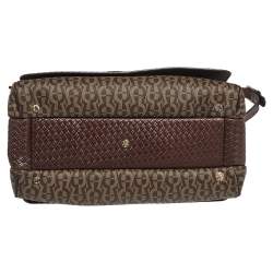 Pre Owned  Aigner Brown Signature  Coated Canvas and Leather Tassel Satchel