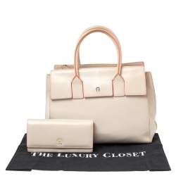 Pre Owned Aigner Grey Leather Tote