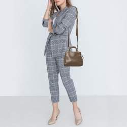 Aigner Dark Beige Grained Leather Cybill Tote