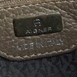 Aigner Dark Beige Grained Leather Cybill Tote