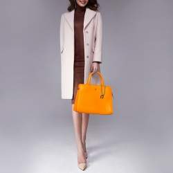 Pre Owned Aigner Orange Leather Cybill Tote