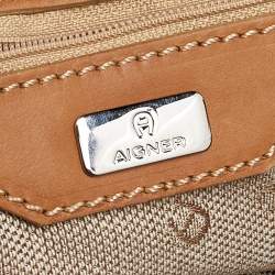 Aigner Beige/Cream Canvas And Leather Baguette