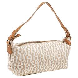 Aigner Beige/Cream Canvas And Leather Baguette