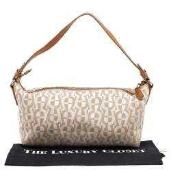 Aigner Beige/Cream Canvas And Leather Baguette