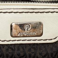 Pre Owned Aigner White Leather Satchel