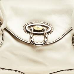 Pre Owned Aigner White Leather Satchel
