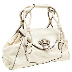 Pre Owned Aigner White Leather Satchel