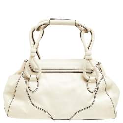Pre Owned Aigner White Leather Satchel
