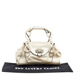 Pre Owned Aigner White Leather Satchel