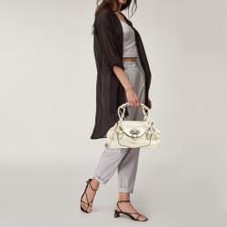 Pre Owned Aigner White Leather Satchel