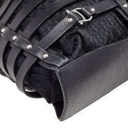 Pre Owned Aigner Black Fabric and Leather Cage Tote