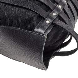 Pre Owned Aigner Black Fabric and Leather Cage Tote