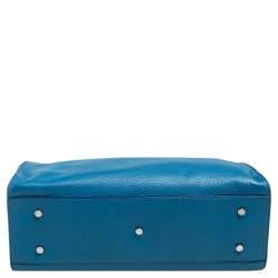 Pre Owned Aigner Blue Pebbled Leather Cybill Tote