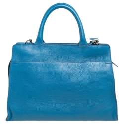 Pre Owned Aigner Blue Pebbled Leather Cybill Tote