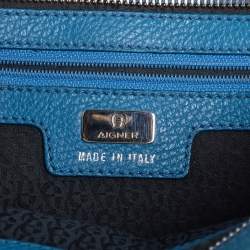Pre Owned Aigner Blue Pebbled Leather Cybill Tote