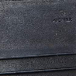 Pre Owned Aigner Grey Monogram Leather Wallet