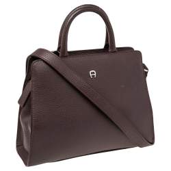 Pre Owned Aigner Burgundy Leather XS Cybill Tote
