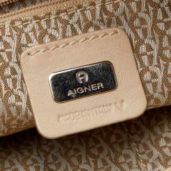 Pre Owned Aigner Beige Leather Hobo