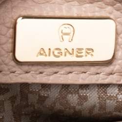Pre Owned Aigner Pink Leather Genoveva Top Handle Bag