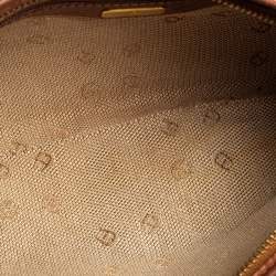 Pre Owned Aigner Brown Signature Canvas and Leather Baguette Shoulder Bag