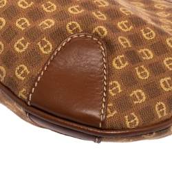 Pre Owned Aigner Brown Signature Canvas and Leather Baguette Shoulder Bag