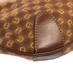 Pre Owned Aigner Brown Signature Canvas and Leather Baguette Shoulder Bag