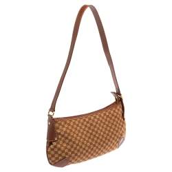 Pre Owned Aigner Brown Signature Canvas and Leather Baguette Shoulder Bag