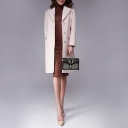 Pre Owned Aigner Black/Grey Signature Coated Canvas and Leather Small Fiorentina Top Handle Bag