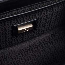Pre Owned Aigner Black/Grey Signature Coated Canvas and Leather Small Fiorentina Top Handle Bag
