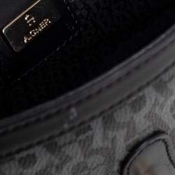 Pre Owned Aigner Black/Grey Signature Coated Canvas and Leather Small Fiorentina Top Handle Bag