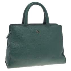Pre Owned Aigner Green Leather Tote