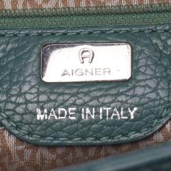 Pre Owned Aigner Green Leather Tote