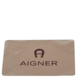 Pre Owned Aigner Beige Ostrich Embossed Leather Double Zip Satchel