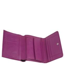 Aigner Magenta Signature Canvas and Leather Trifold Wallet