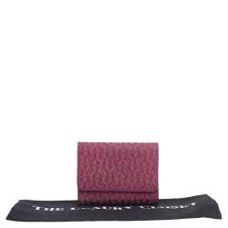 Aigner Magenta Signature Canvas and Leather Trifold Wallet