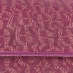 Aigner Magenta Signature Canvas and Leather Trifold Wallet