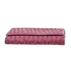 Aigner Magenta Signature Canvas and Leather Trifold Wallet